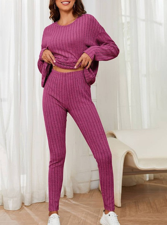 Ladies Comfortable Long Sleeve Mesh Jumpsuit Set with Elastic Waist Lune London