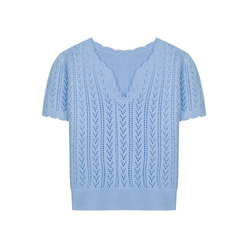 Knitted sweater for women with a feminine openwork pattern Lune London
