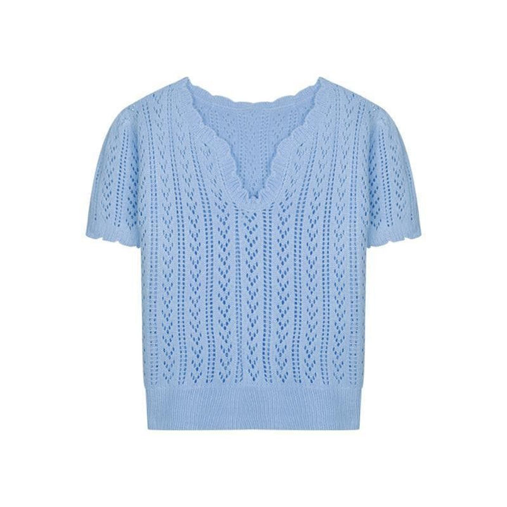 Knitted sweater for women with a feminine openwork pattern Lune London