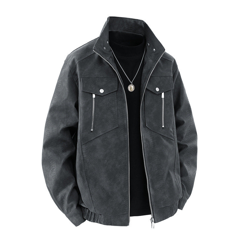Classic suede leather jacket for men with practical pockets Lune London