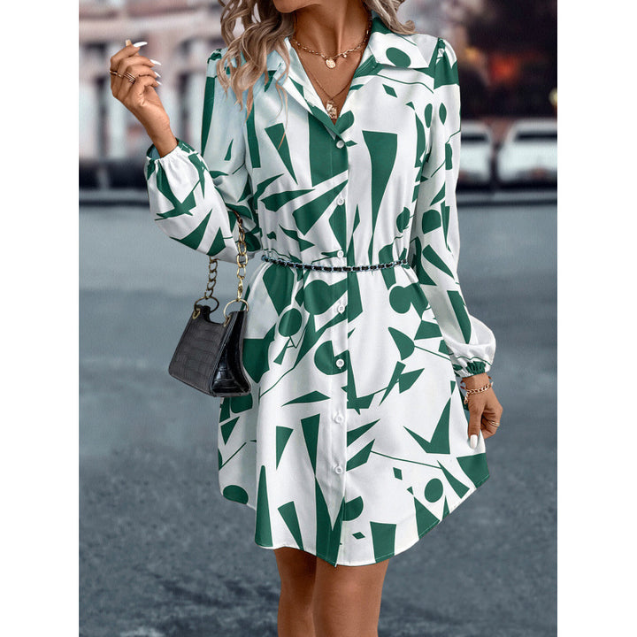 Geometric Print Button Dress for Women Lune London