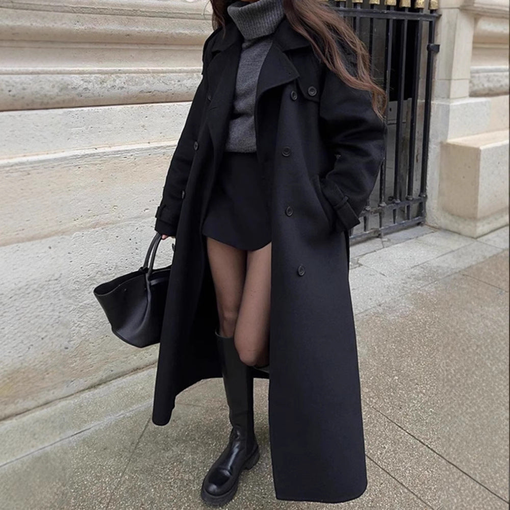 Oversized trench coat for women in high-quality wool blend with double breasted Lune London