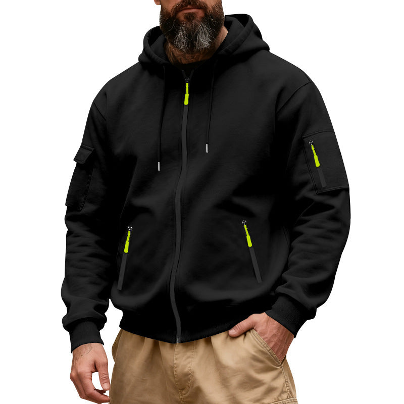 Practical hoodie for men with functional zippered pockets Lune London