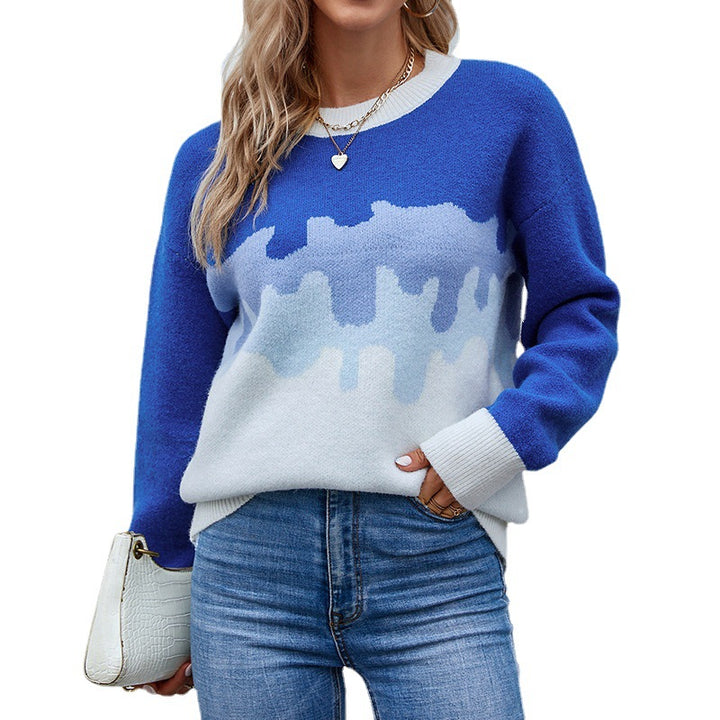 Modern sweater for women with a creative color gradient and round neckline Lune London