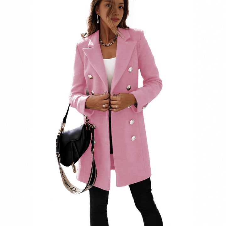 Manteau en laine élégant pour femmes avec patte de boutonnage double et large revers Chic & Stil