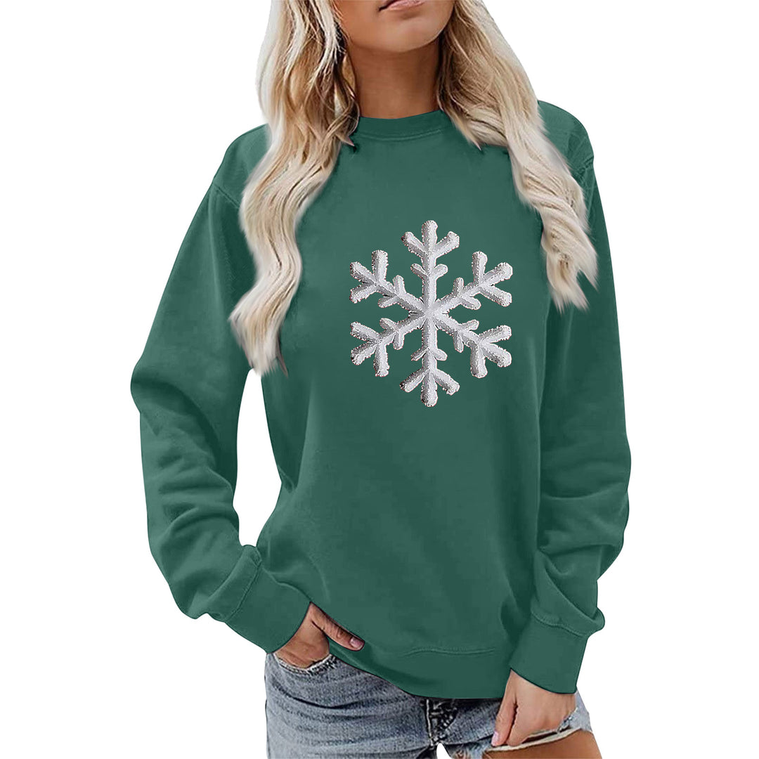 Sweat-shirt pour femmes avec design de flocon de neige brillant et coupe décontractée Chic & Stil