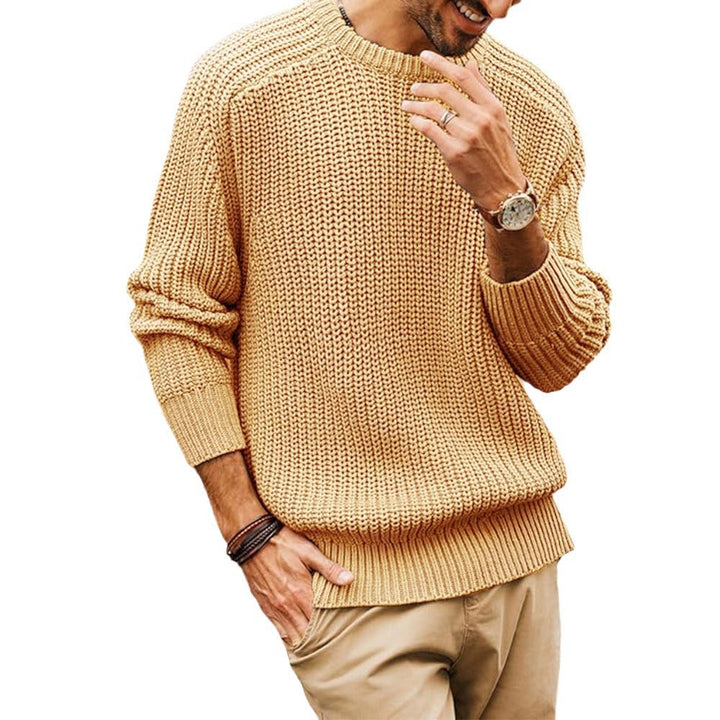 Men's Chunky Knit Sweater with Round Neck and Casual Fit Lune London