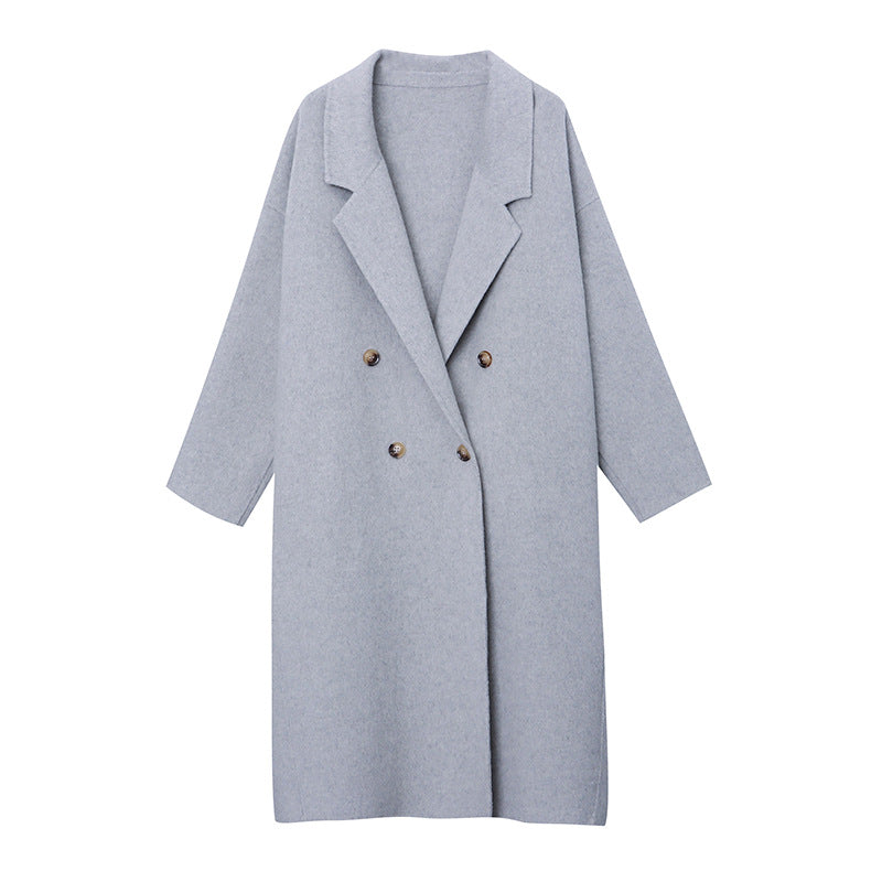 Women's Elegant Wool Coat with Double Breasted Buttons Chic & Stil