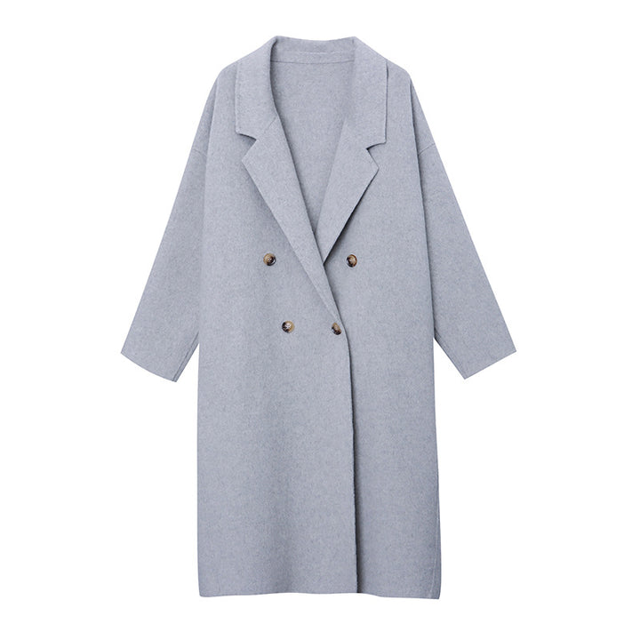 Women's Elegant Wool Coat with Double Breasted Buttons Chic & Stil