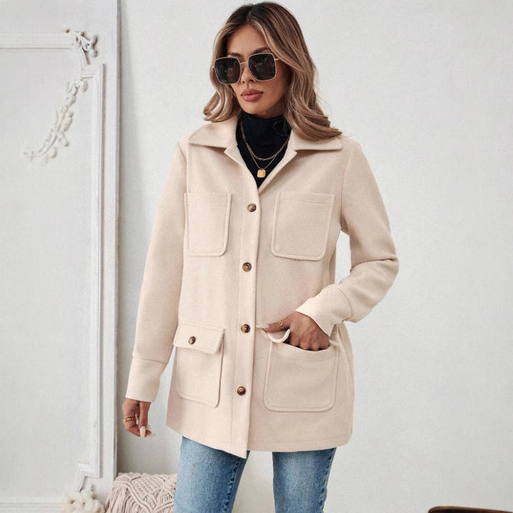 Fashion jacket for women with practical flap pockets and stylish button details Lune London