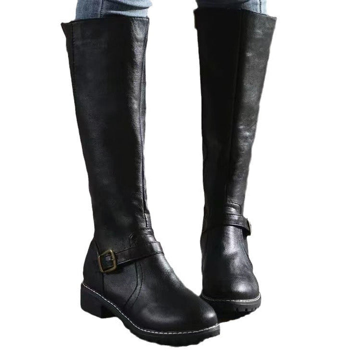 Lune London | Knee-high boots - Synthetic leather - Side zipper - Buckle strap