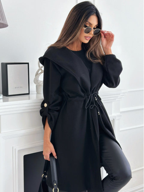 Women Long Cut with Hood and Waist Drawstring Lune London