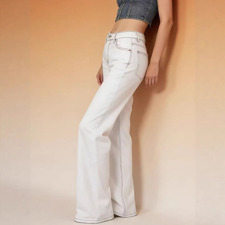 Women Flared Jeans with High Waist and Elegant Seam Details Lune London