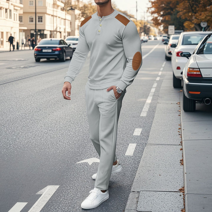 Men's leisure set with practical buttons and leather applications Lune London