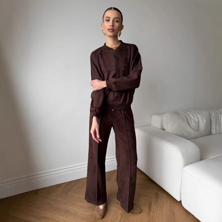 Oversized sport jacket for women with elastic sleeves and wide pants Lune London