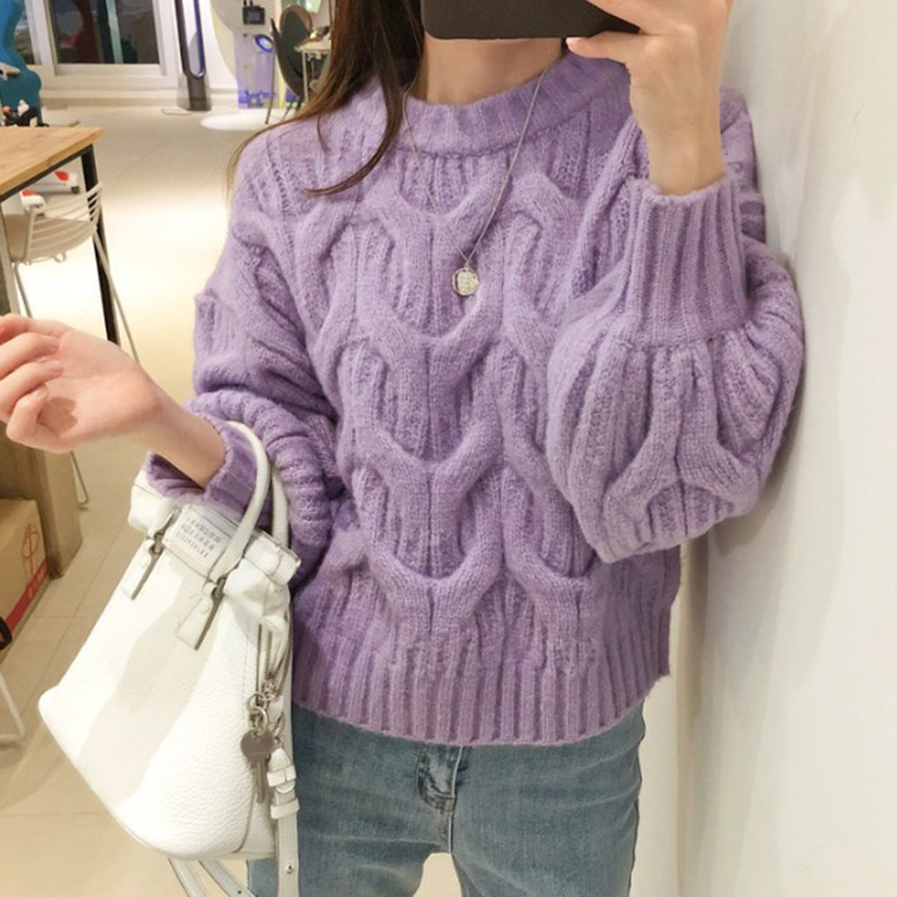 Ladies Stylish Knit Sweater with Unique Wave Pattern Chic & Stil