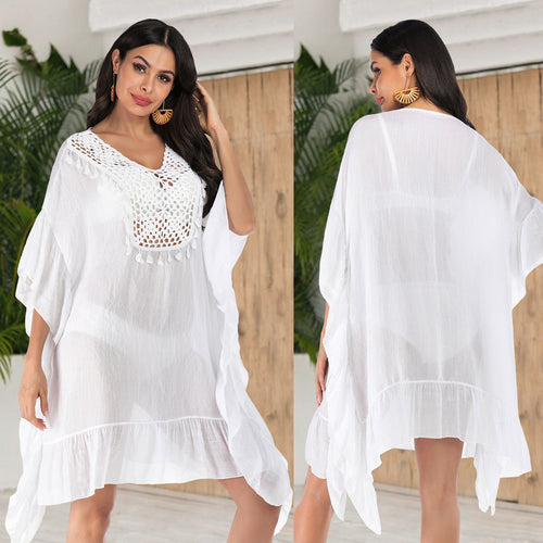 Ladies Crochet Detail Beach Kaftan Cover-Up Lune London