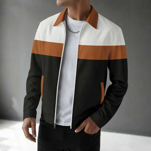 Trendy men's bomber jacket with textured design and contrasting stripes Lune London