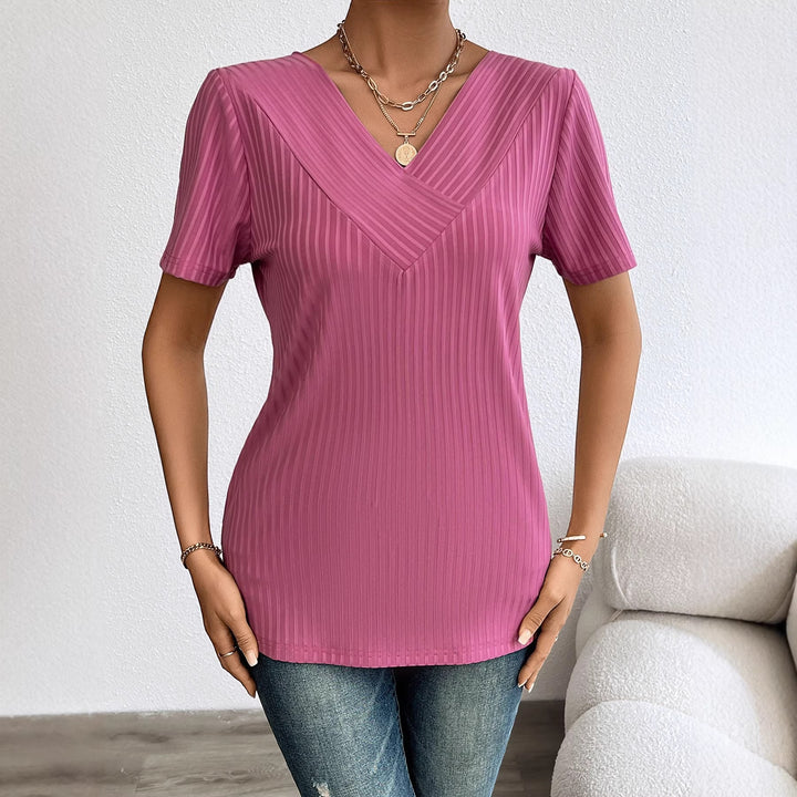 Women's casual V-neck shirt with flowing design and short sleeves Lune London