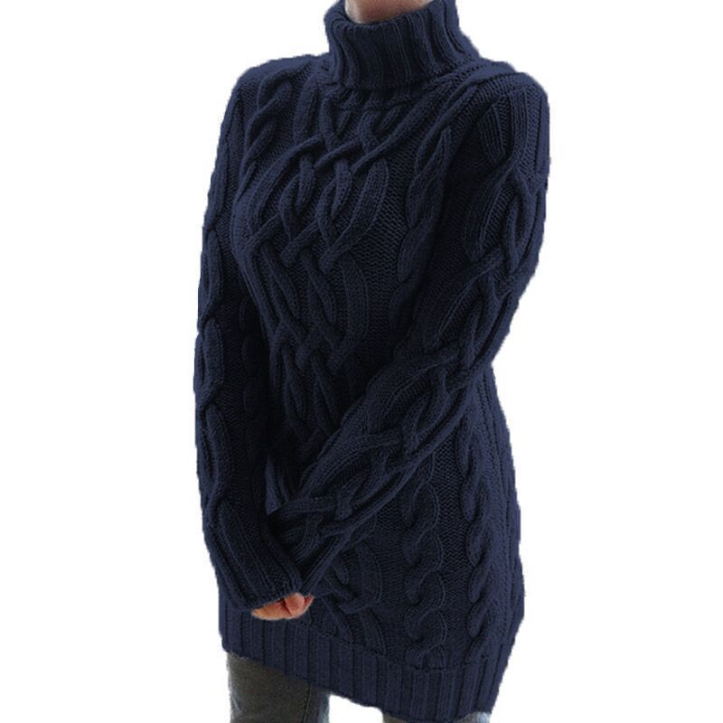Women's knitted turtleneck sweater with original cable pattern Lune London