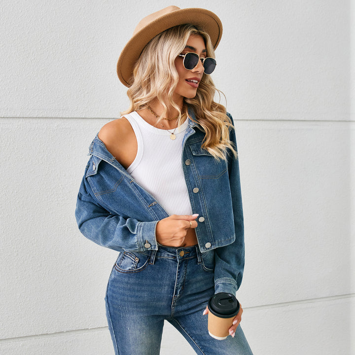 Cropped denim jacket for women with classic collar Lune London