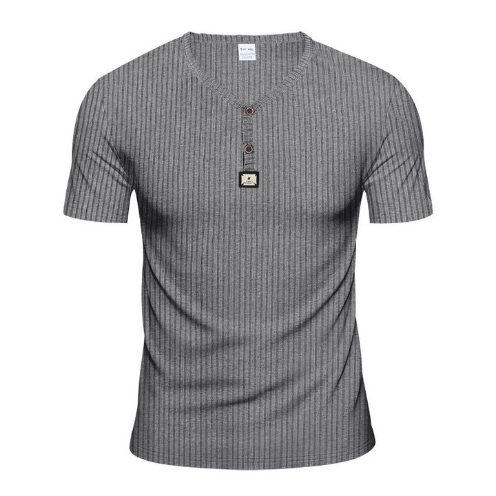 Men's Short Sleeve Henley T-shirt with Structured Design and Button Placket Lune London