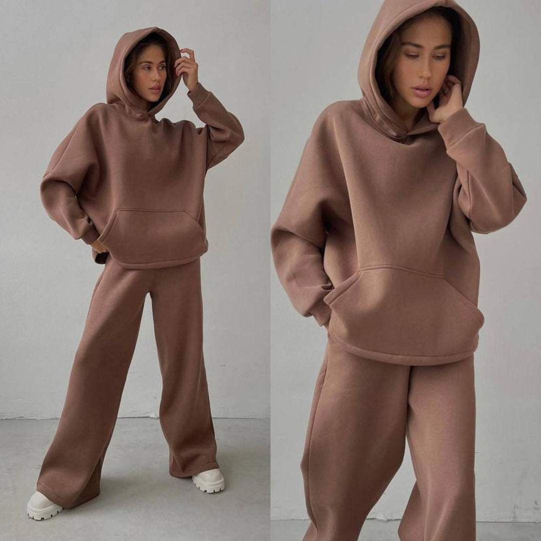 Ladies Oversized Comfortable Hoodie and Chic Puff Pants Set