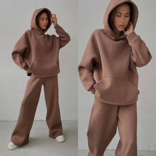 Ladies Oversized Comfortable Hoodie and Chic Puff Pants Set