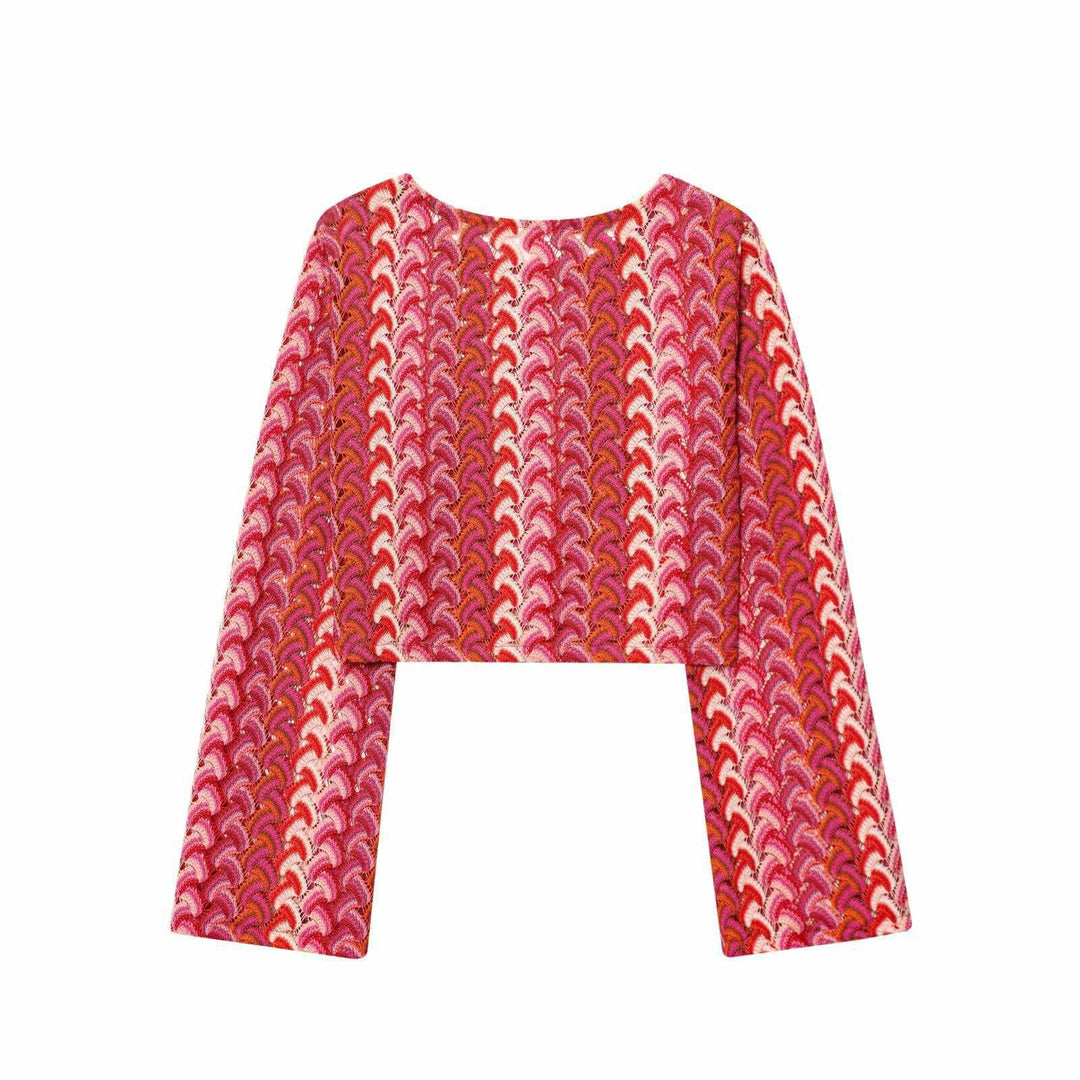 High-waisted ladies palazzo pants with modern wave pattern Lune London