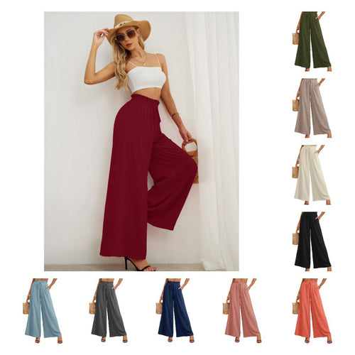 Women Summer Loose and Airy Pants with Elastic Waistband and Ties Lune London