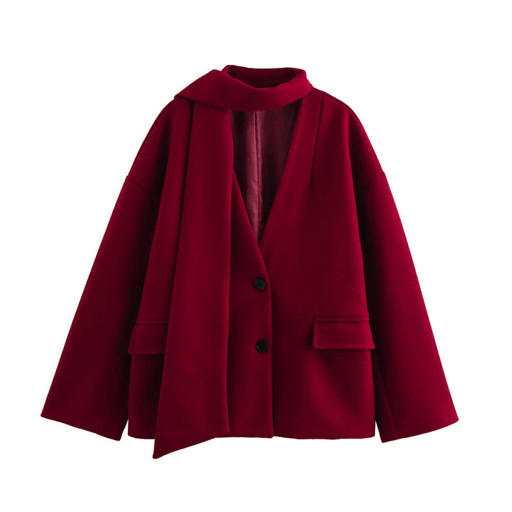 Transitional jacket for women with an innovative asymmetrical design and an elegant collar Lune London