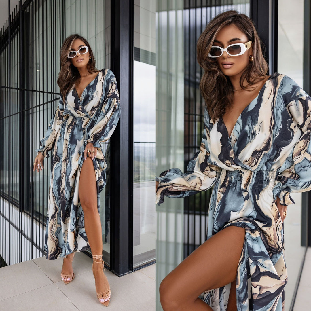 Maxi dress for women with modern artistic print Lune London