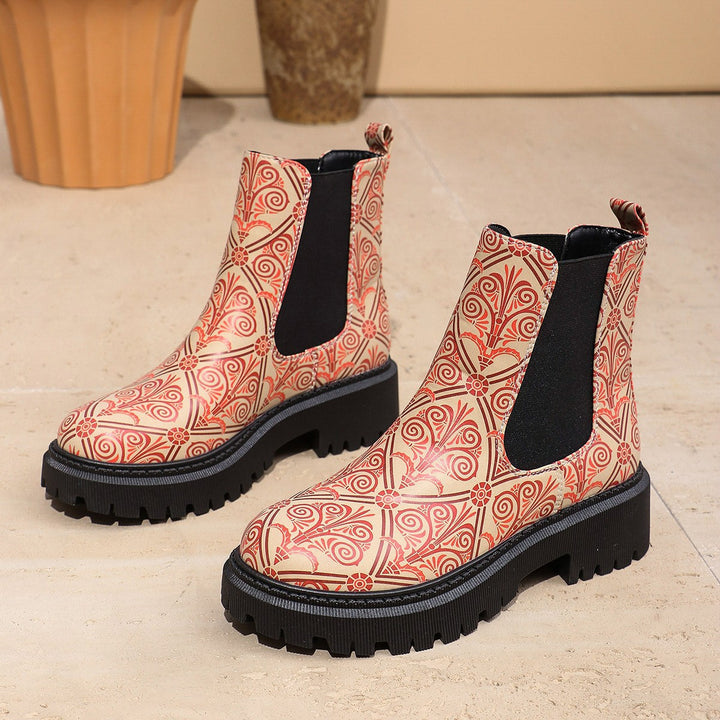 Women's Chelsea boots with creative print and non-slip sole Lune London