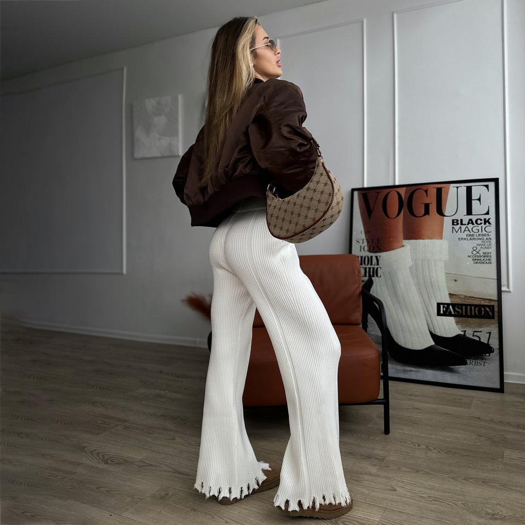 Leather jacket for women with a relaxed fit and elastic cuffs Lune London
