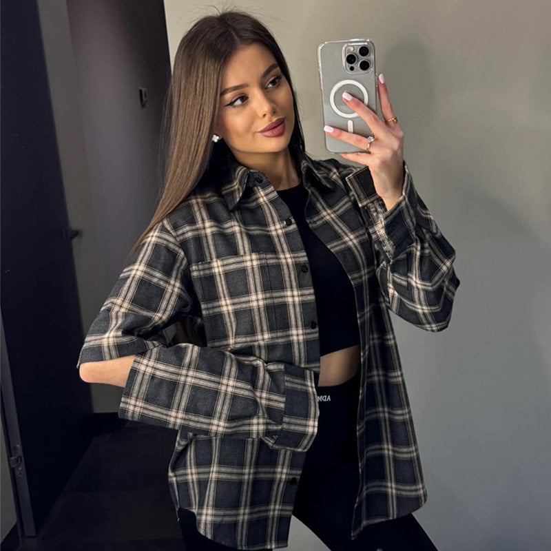 Casual plaid shirt for women in oversized cut Lune London