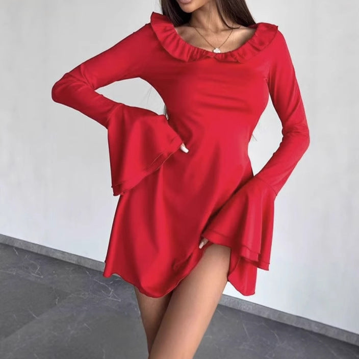 Off-Shoulder Dress for Women with Ruffle Details and Wide Sleeves Lune London