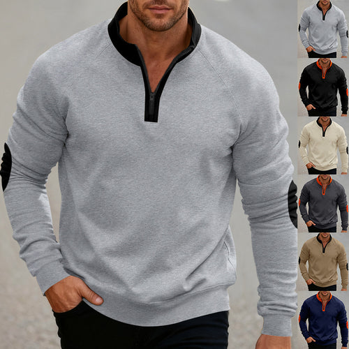 Men's sporty hoodie with short zipper and contrasting elements in Lune London