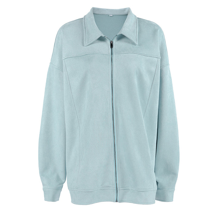 Casual synthetic leather jacket for women with oversized fit and modern zipper Lune London