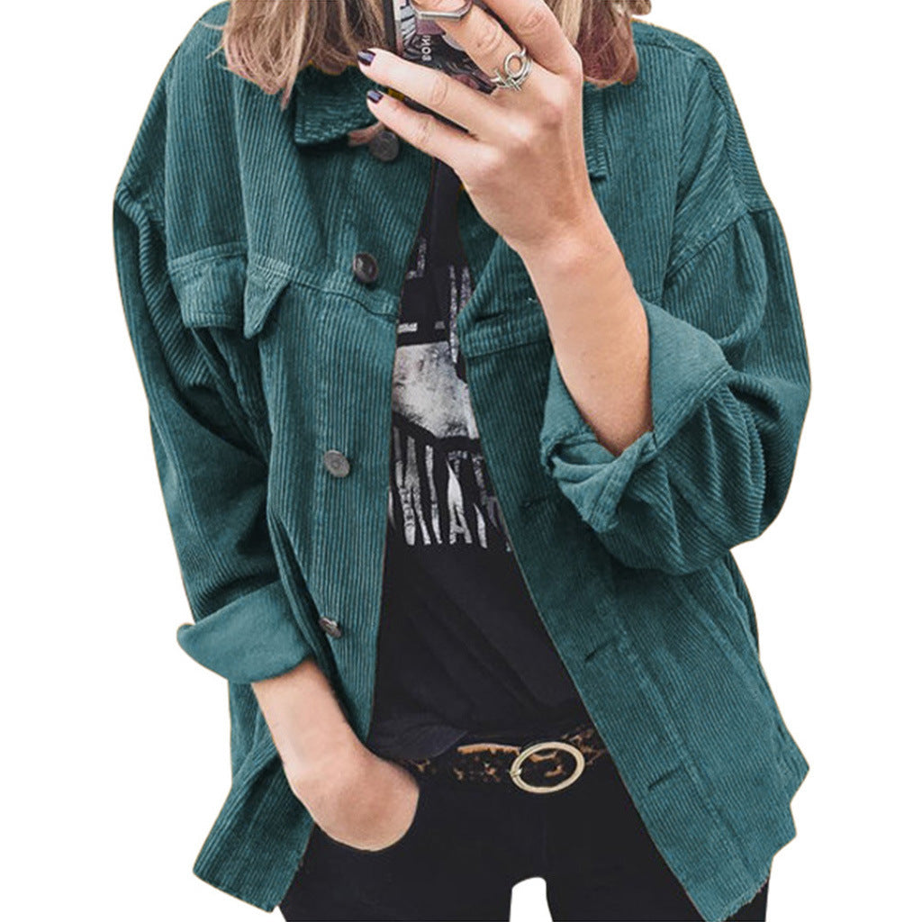 Trendy corduroy jacket for women with practical patch pockets and a relaxed fit Lune London