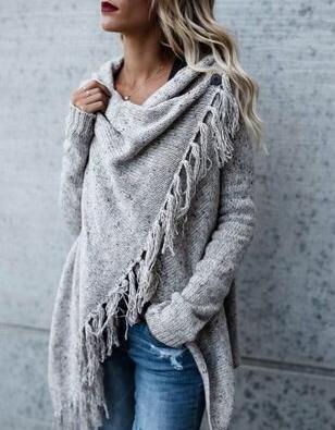 Poncho cocoon pour femme avec franges Chic & Stil