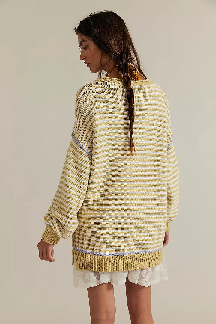 Oversized knit sweater for women with striped pattern and relaxed fit Lune London