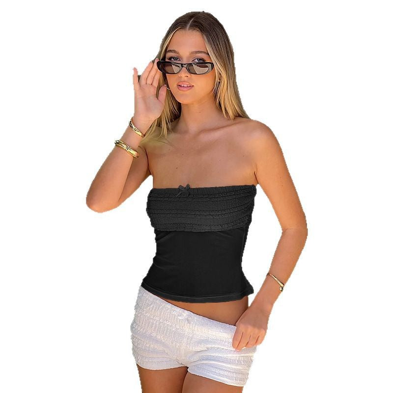 Ladies strapless ruffled top and shorts set Lune London