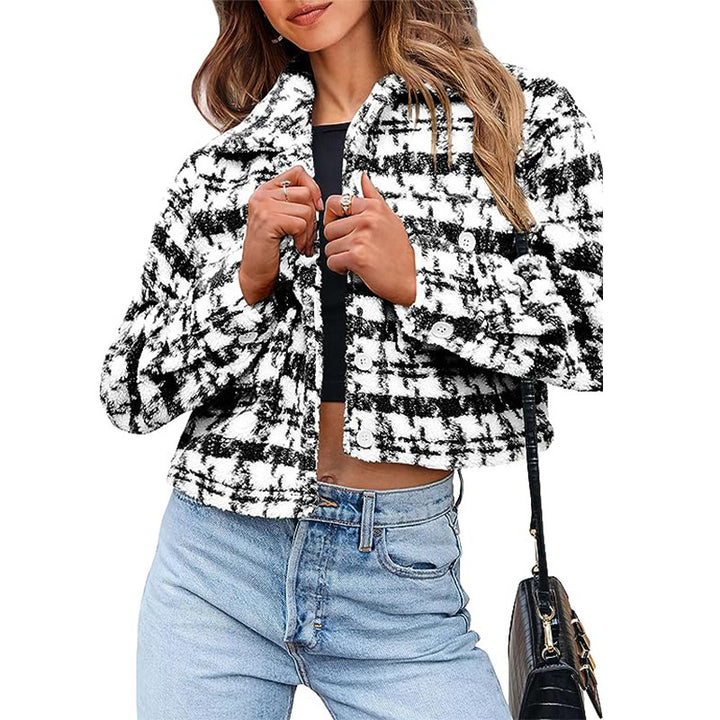 Ladies Cropped Checkered Jacket Lune London