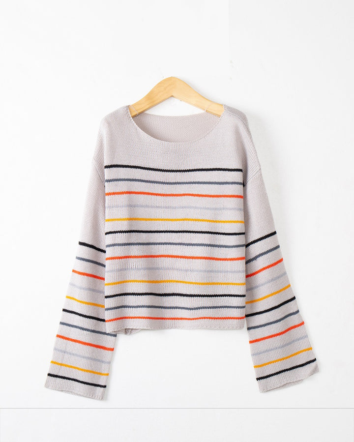 Women Striped oversized sweater in soft material with wide cut Lune London