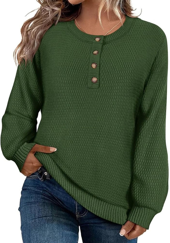 Casual shirt sweater for women with button placket and textured pattern Lune London