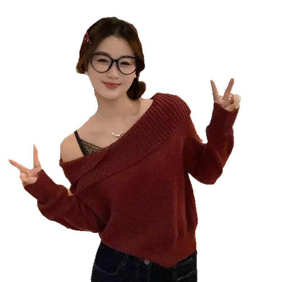 Women's casual knit pullover with off-shoulder design and modern ribbed details Lune London