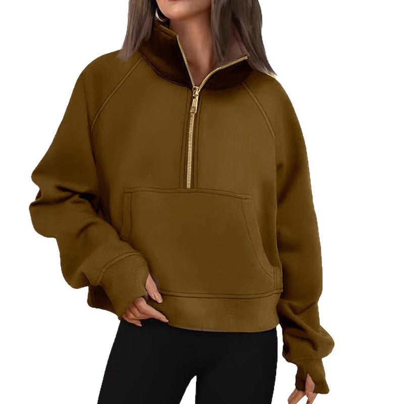 Women's sweatshirt with high collar and half-zip Lune London