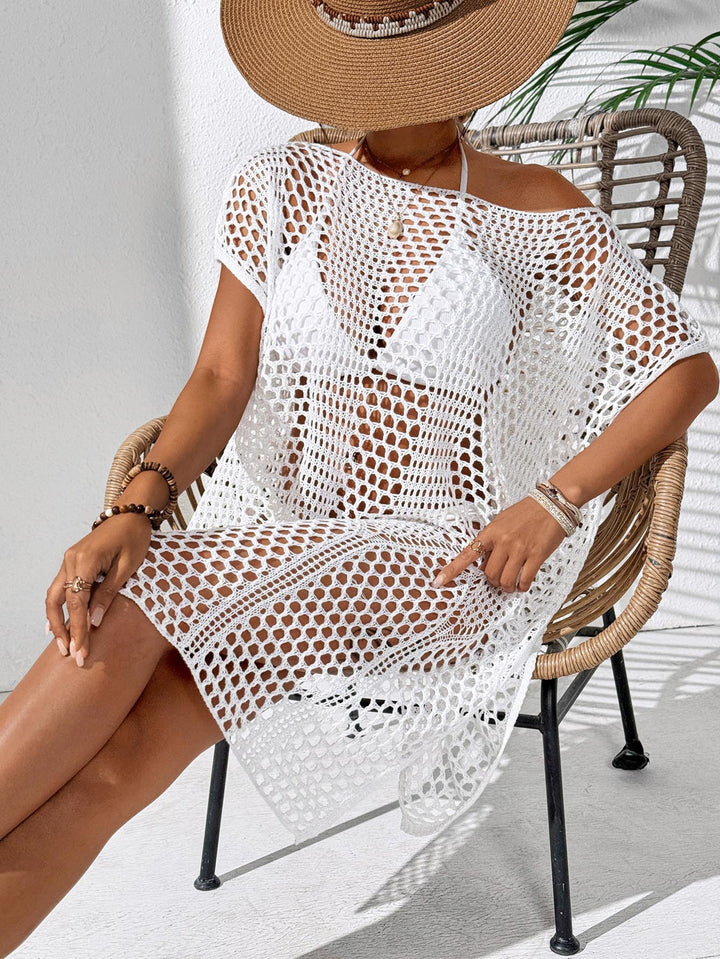 Ladies Elegant Open-Knit Swimsuit-Sarong Chic Tunic and Style