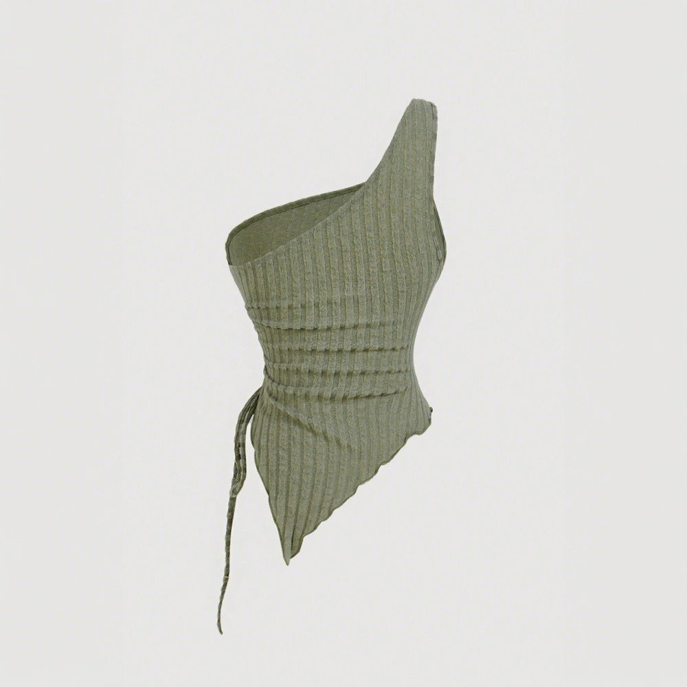 Asymmetric tank top for women with decorative laces Chic & Stil