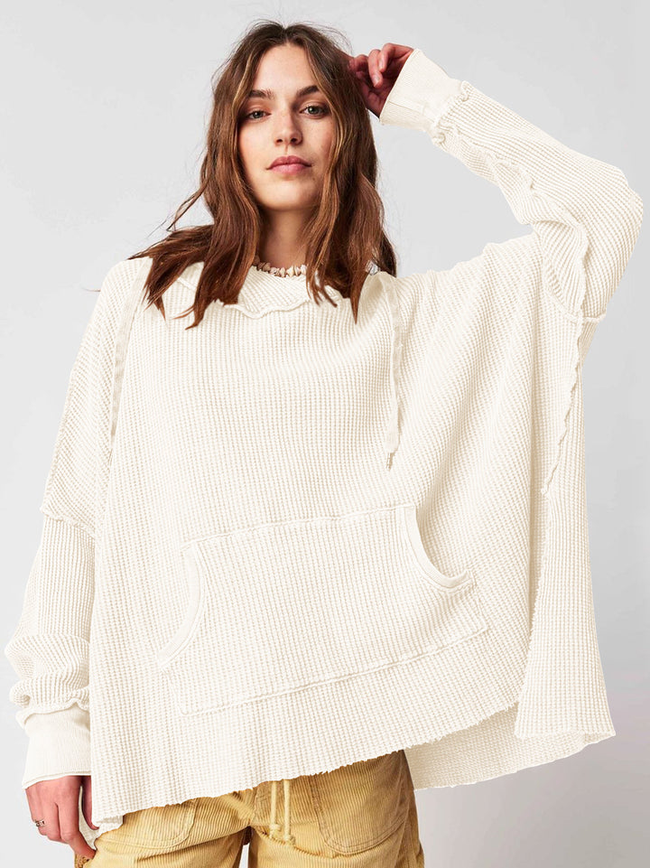 Ladies Oversized Hoodie in Mesh with Kangaroo Pocket Lune London